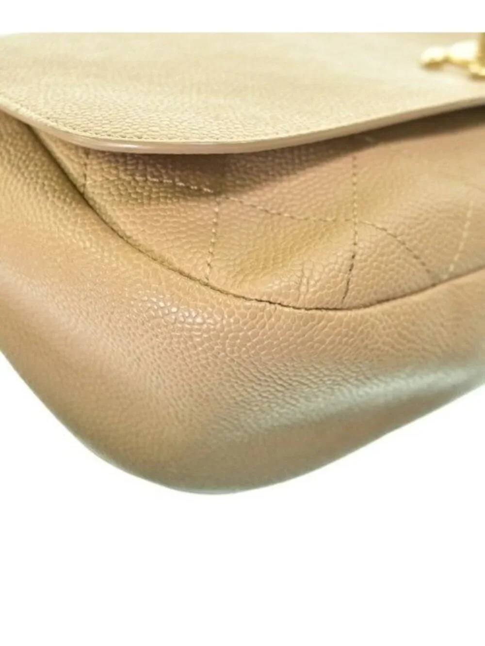 Chanel Matelasse 2-Way Bag Caviar Leather CC Logo Beige